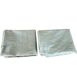 Restoration Hardware 2-Piece Thai Silk Drapes Sage Green Tonal Stripe 50x84 FLAW